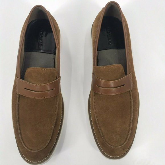 ZANZARA  Cognac Gino Suede Loafers - Size 10M - Picture 4 of 11